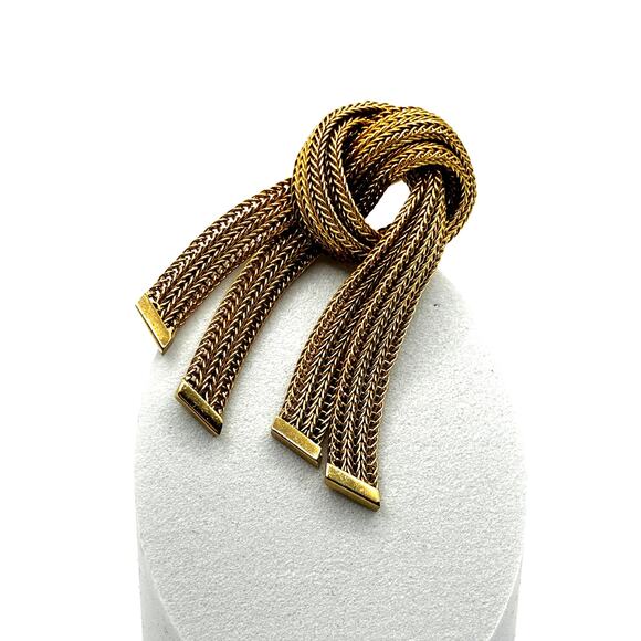 CHRISTIAN DIOR Grosse 1958 Vintage Rosette Knot Rope Tie Brooch - Picture 4 of 6